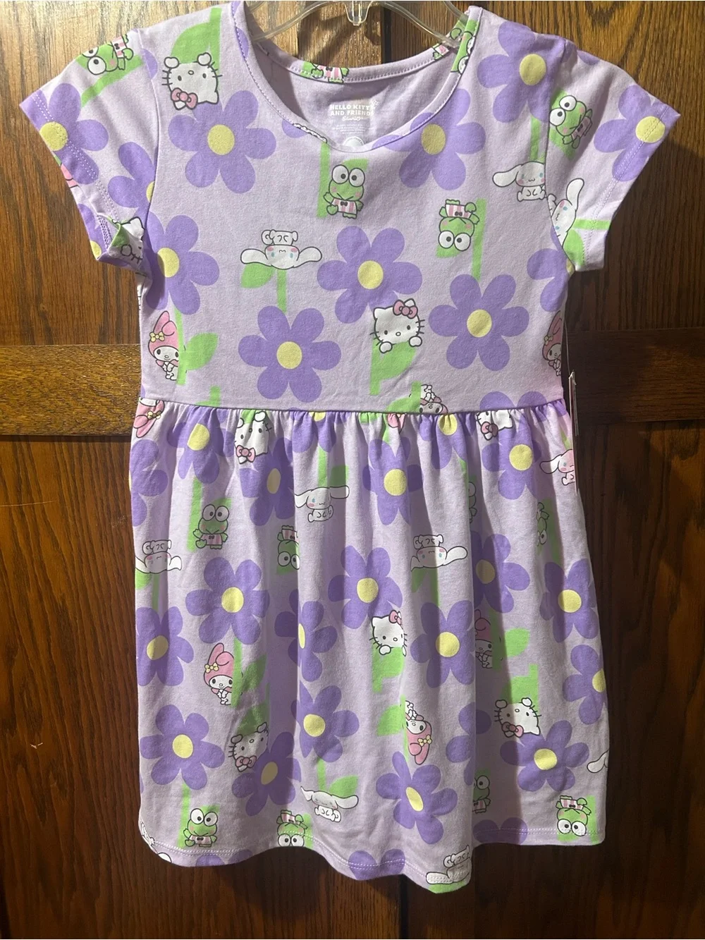 Hello Kitty Lavender Floral & Character Short Sleeve Dress
